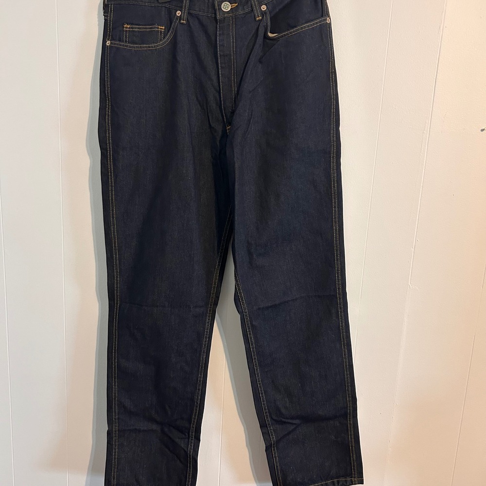 Dirtball Mens Recycled Denim Jeans 38 Dark Wash Straight Leg Made in USA Indigo‎